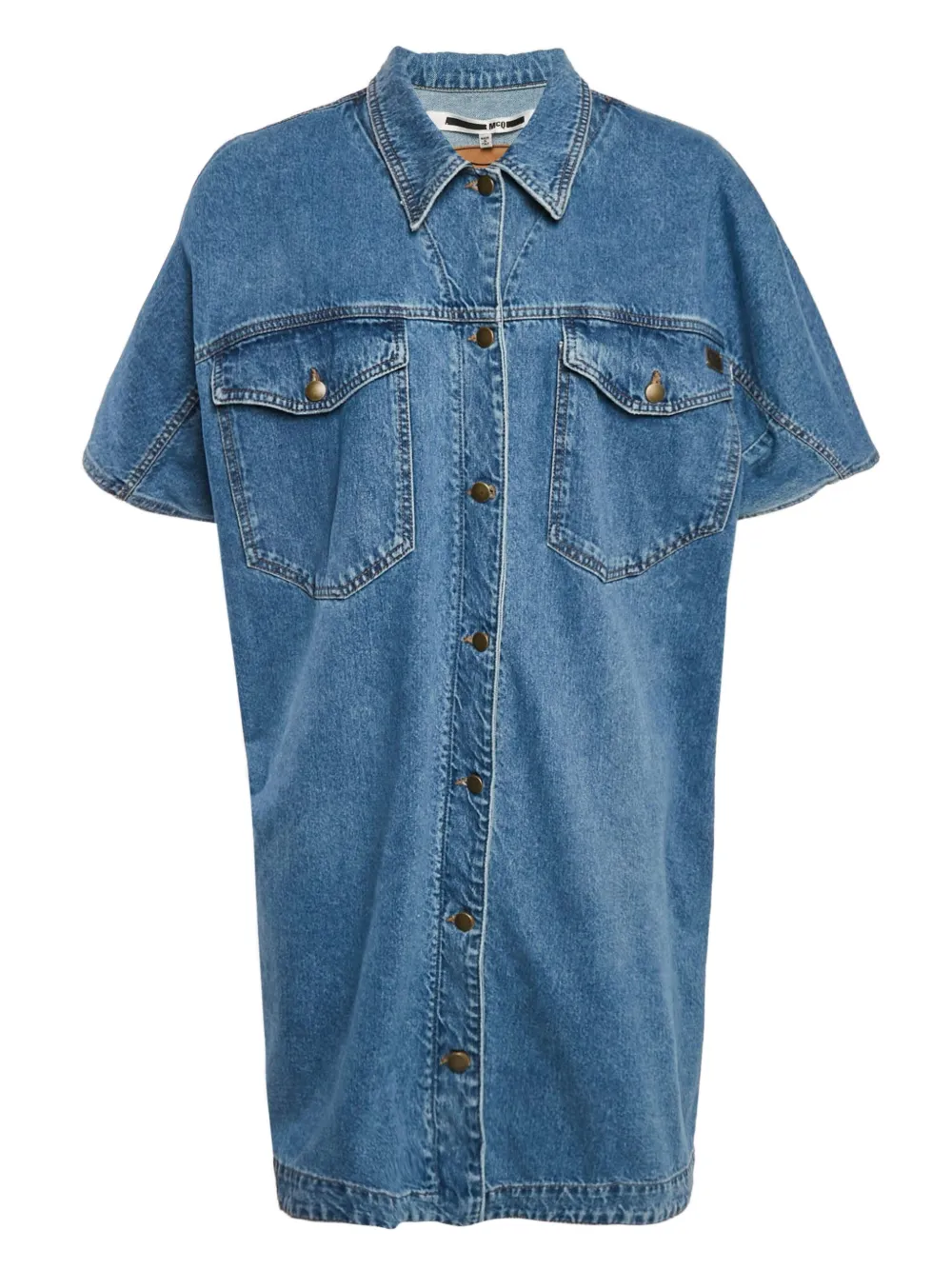 Alexander McQueen Pre-Owned Abito denim a maniche corte - Blu