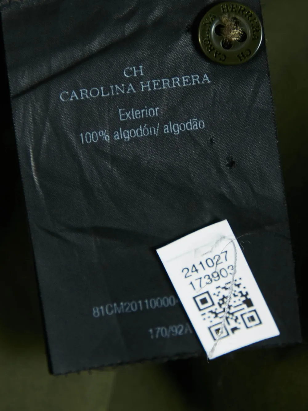 CAROLINA HERRERA VINTAGE Pre-owned Drawstring Asymmetric Coat In Green