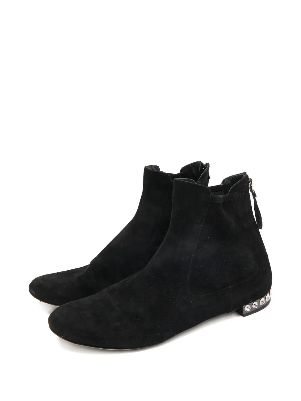 Miu Miu Pre-Owned Suède laarzen verfraaid met kristallen - Zwart