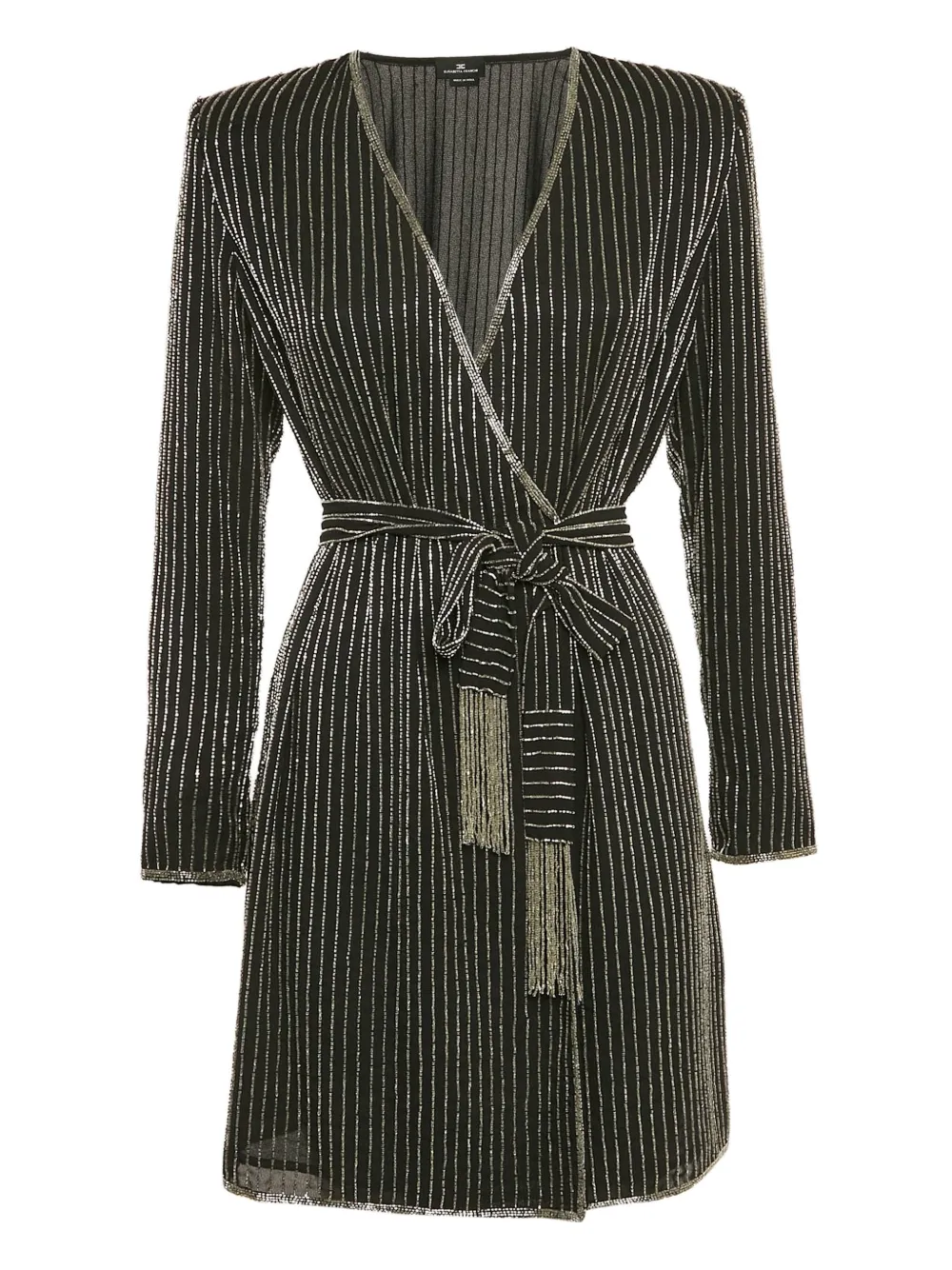 Elisabetta Franchi robe portefeuille pre-owned à fines rayures | noir | Image 1