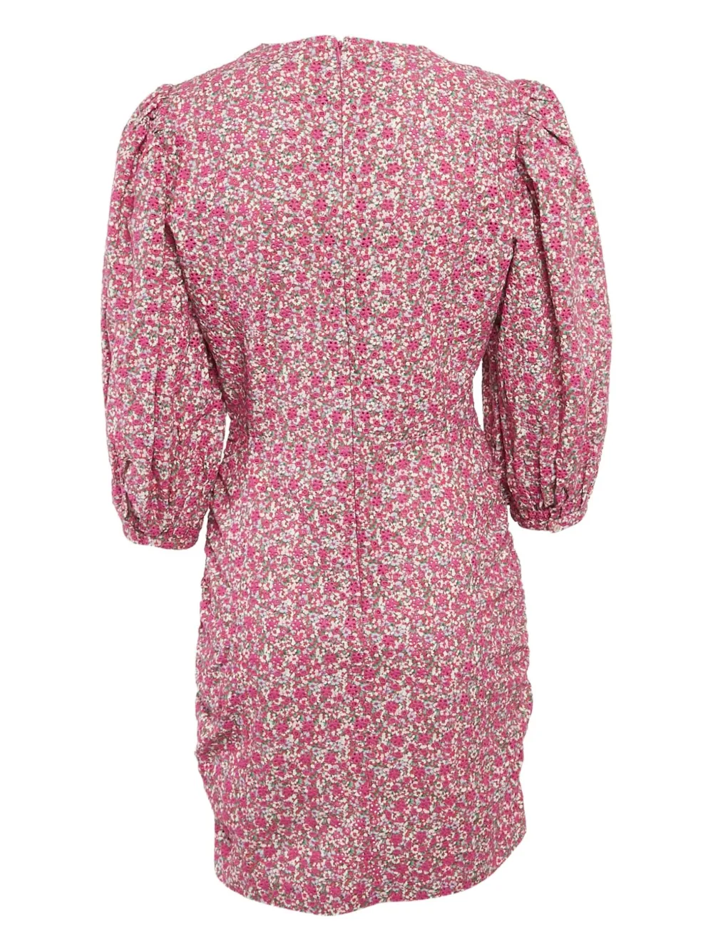 Maje Jurk met pofmouwen en bloemen - Roze