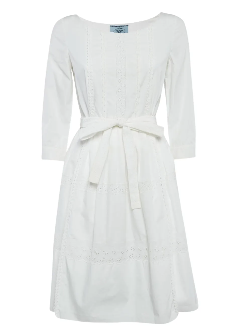 Prada Pre-Owned vestido midi bordado | blanco | Image 1