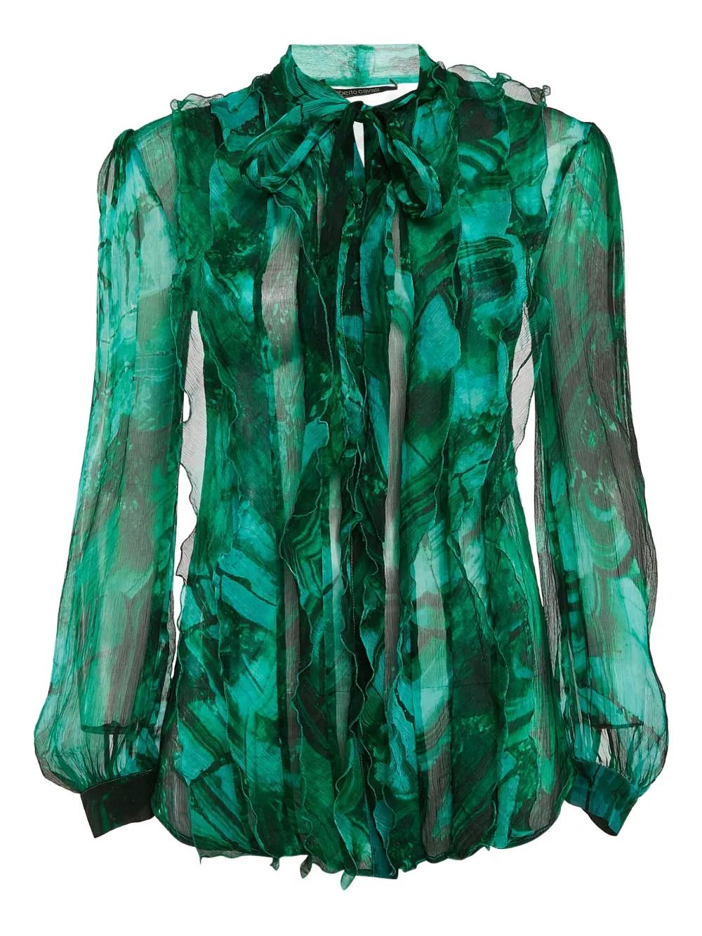 Pre-owned ruffles abstract-print blouse