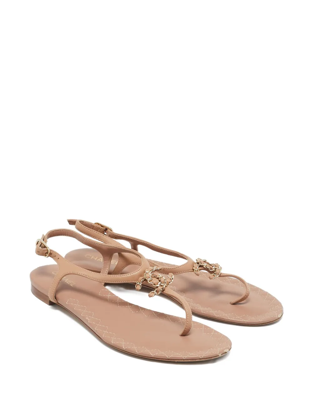 CHANEL Pre-Owned CC Camellia leather buckle sandals | Image 2