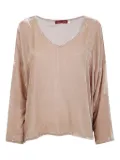 Bianco Levrin velvet v-neck top - Neutrals