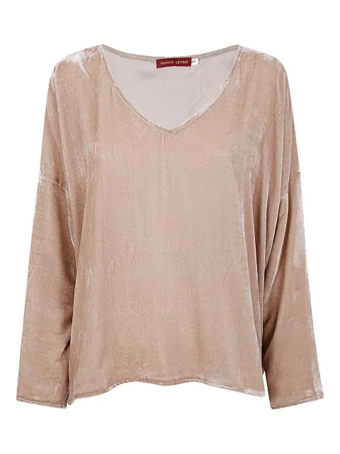 Bianco Levrin velvet v-neck top