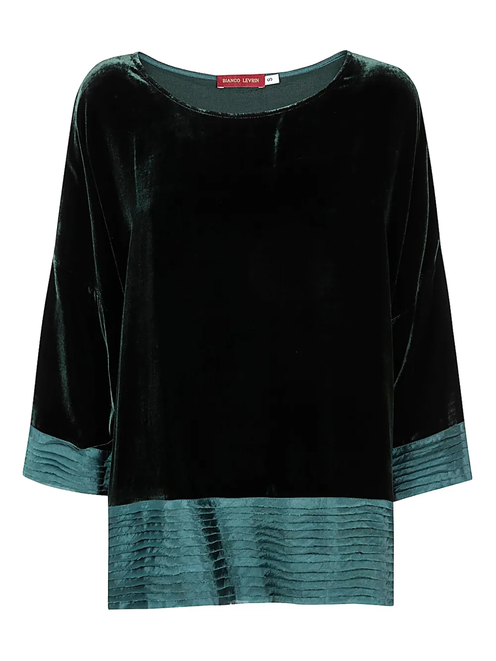 Bianco Levrin velvet pleated-hem top | Green | Image 1