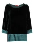 Bianco Levrin velvet pleated-hem top - Green