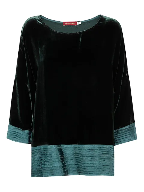 Bianco Levrin velvet pleated-hem top