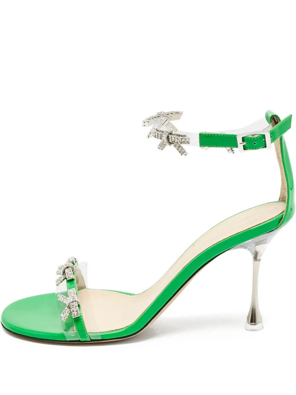 MACH & MACH pre-owned 85mm Crystal Bow embellished sandals | Green | Image 1