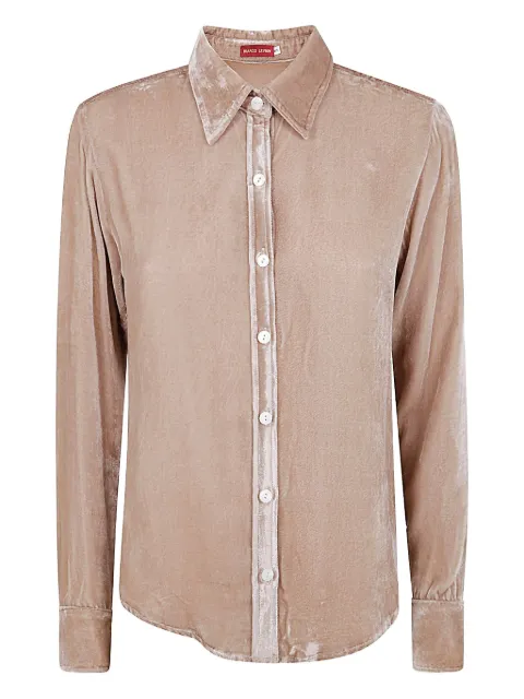 Bianco Levrin velvet button-down shirt