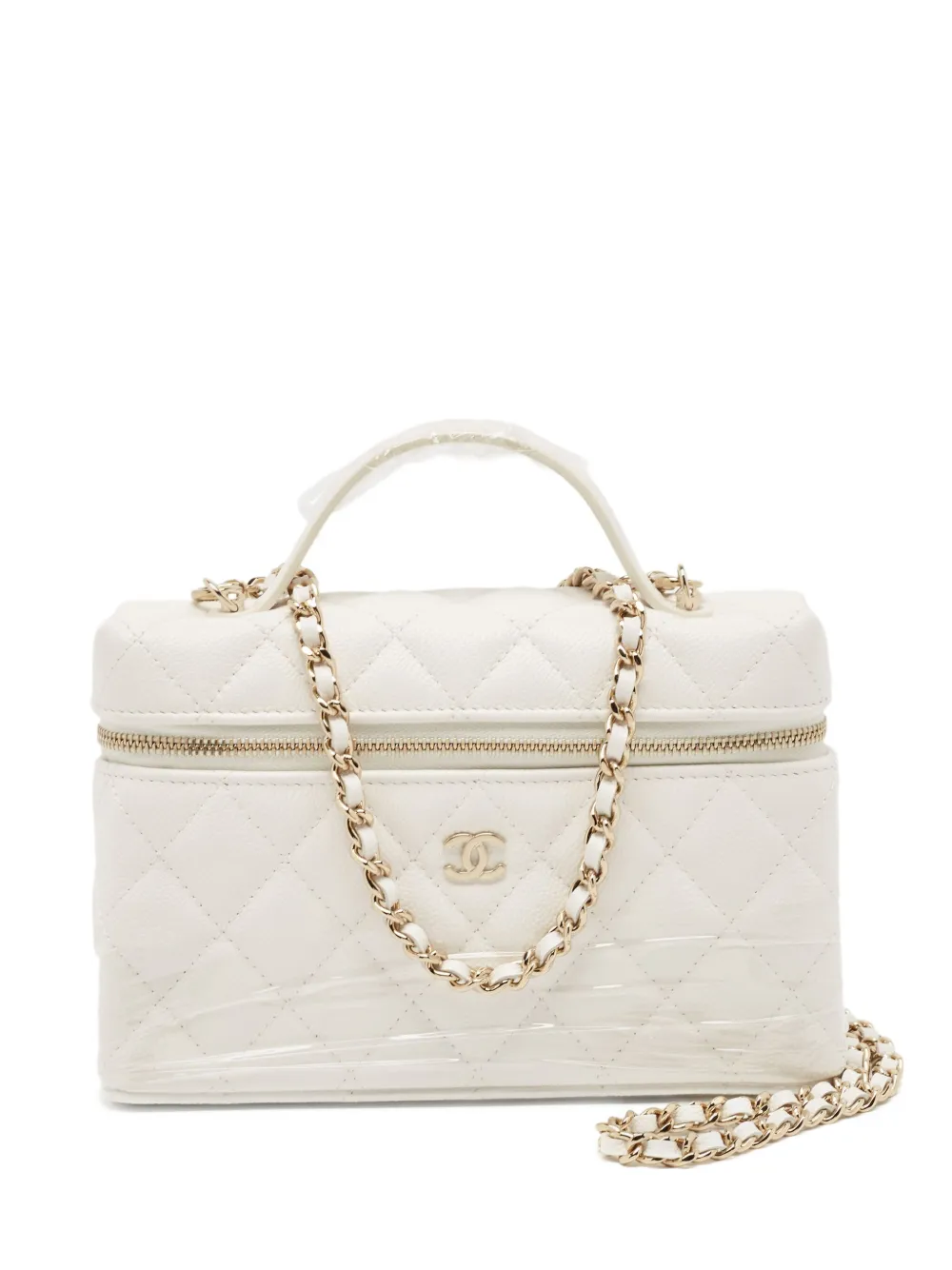 CHANEL Pre-Owned マトラッセレザー トップハンドル バニティバッグ - ホワイト CHANEL Pre-Owned マトラッセレザー トップハンドル バニティバッグ - ホワイト