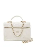 CHANEL Pre-Owned quilted leather top-handle vanity bag - White