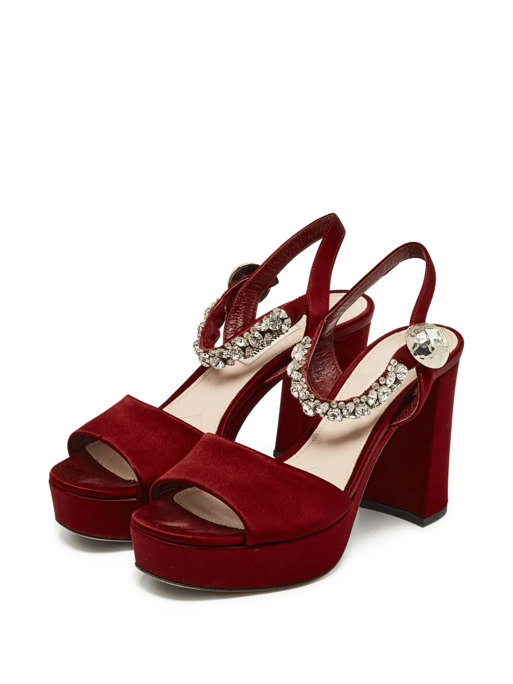 Miu Miu Pre-Owned 140mm bejeweled platform sandals | Image 2