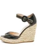 Prada Pre-Owned 105mm patent wedge espadrilles - Black