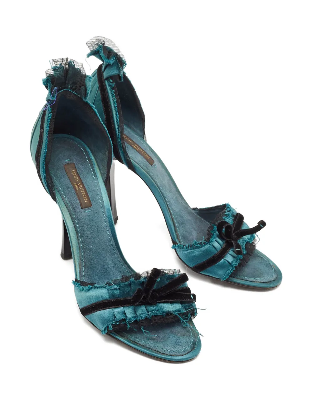 Louis Vuitton Pre-Owned 110 mm sandalen met ruches en hak - Groen