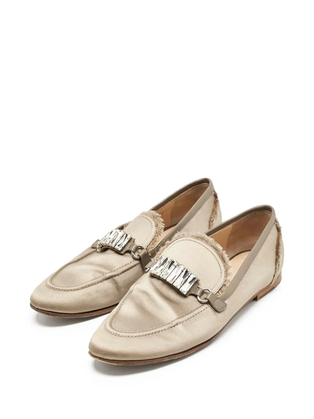 Giuseppe Zanotti Vintage Satijnen loafers met franje - Beige
