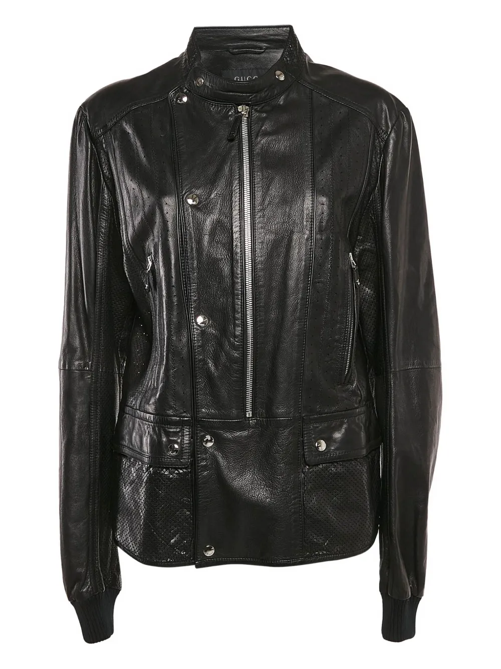Gucci Pre-Owned perforated-detail leather jacket - Nero