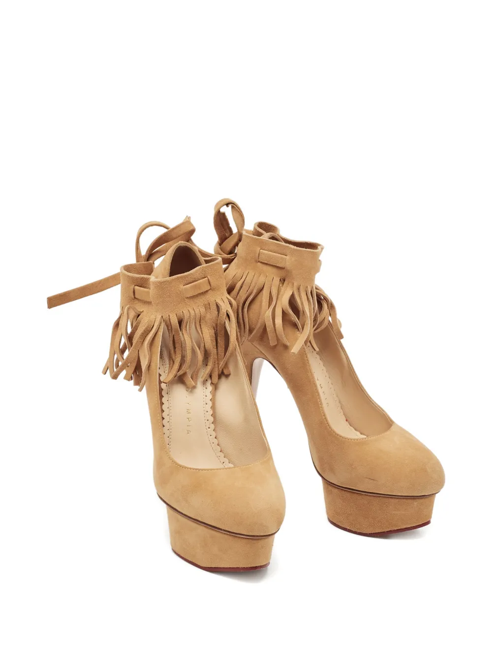 Charlotte Olympia 140 mm suède pumps met hak - Beige