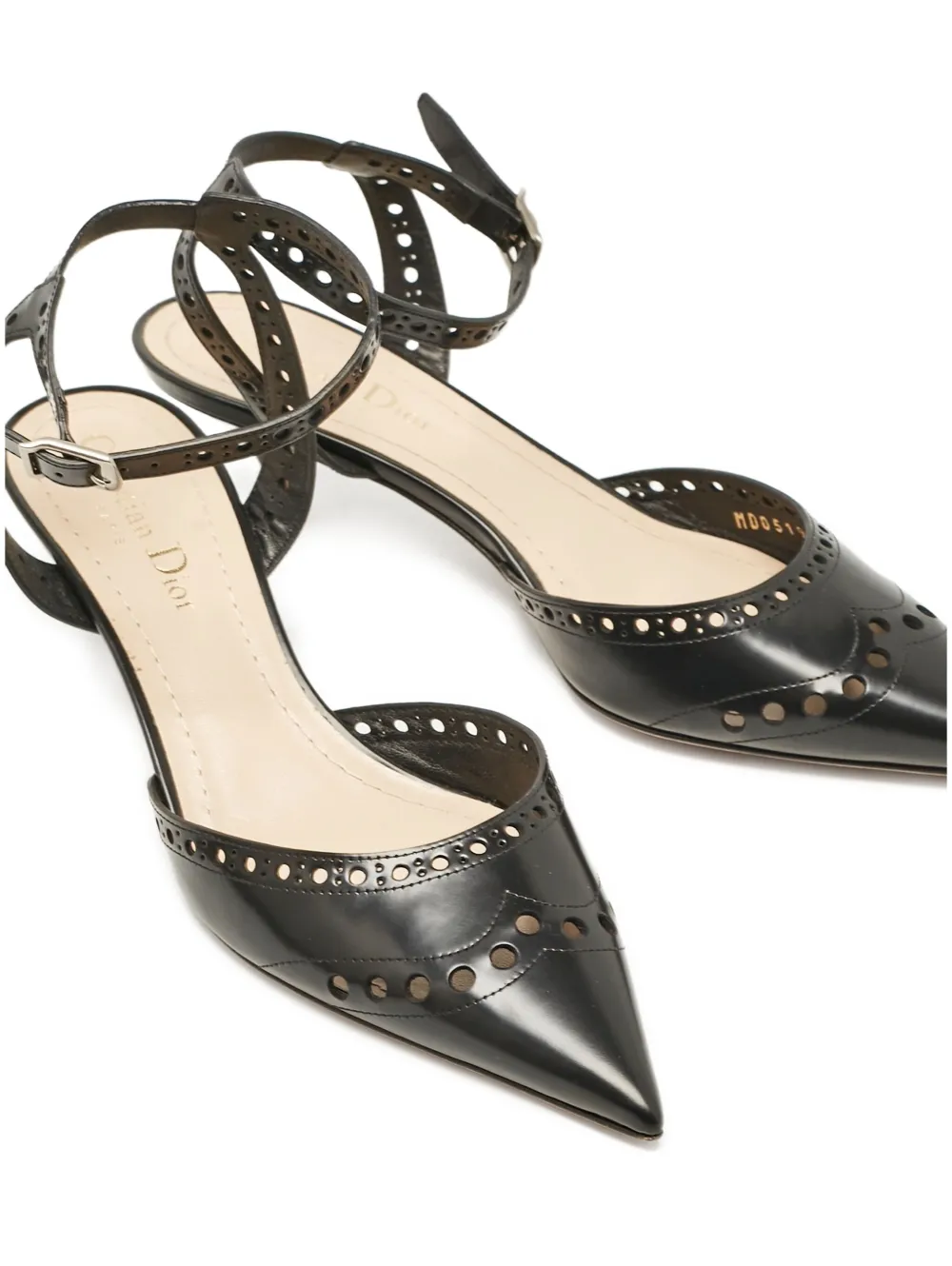 Christian Dior Pre-Owned 50 mm pumps met geperforeerde details - Zwart