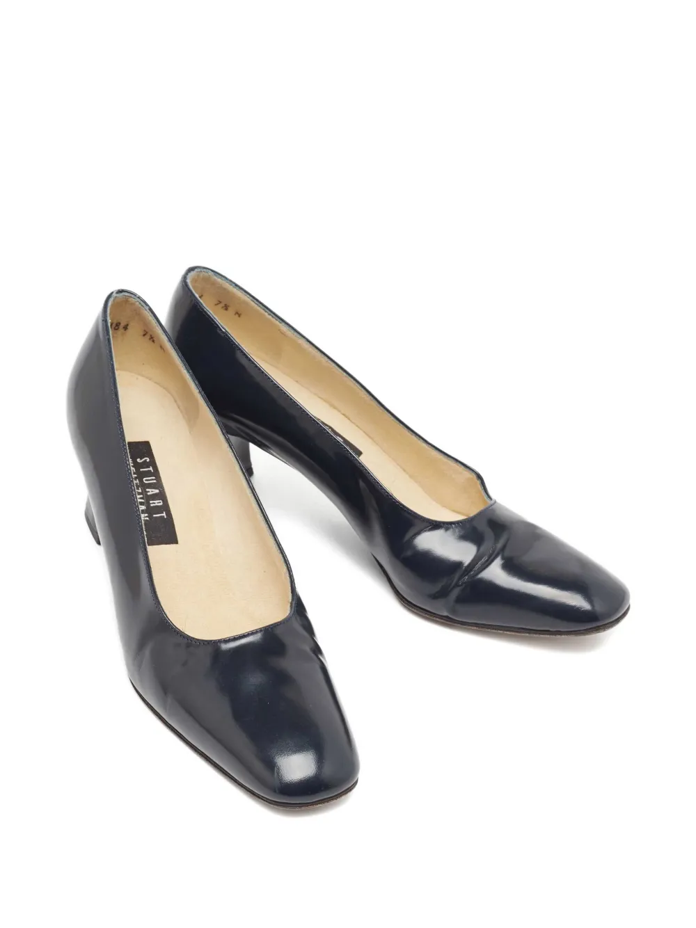 Pre-owned Stuart Weitzman Patent Leather Block-heel Pumps In Blue