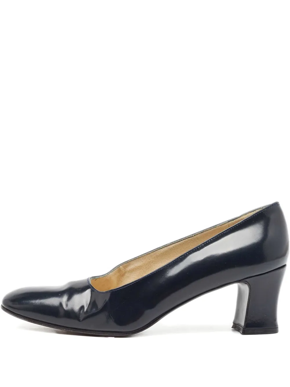 Pre-owned Stuart Weitzman Patent Leather Block-heel Pumps In Blue