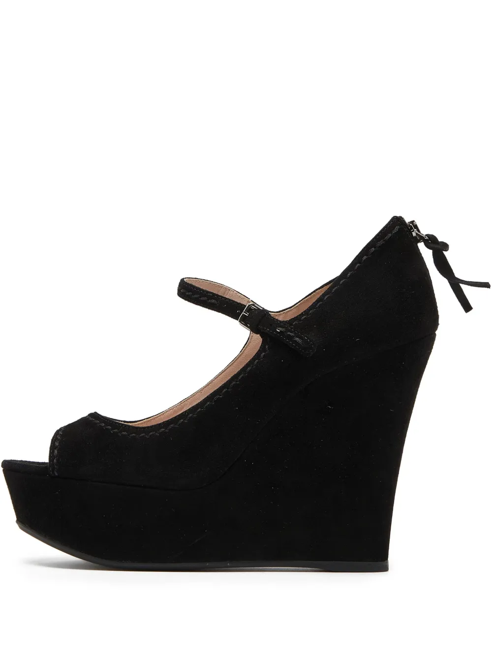 Miu Miu Pre-Owned 130mm suede wedge pumps | Black | Image 1