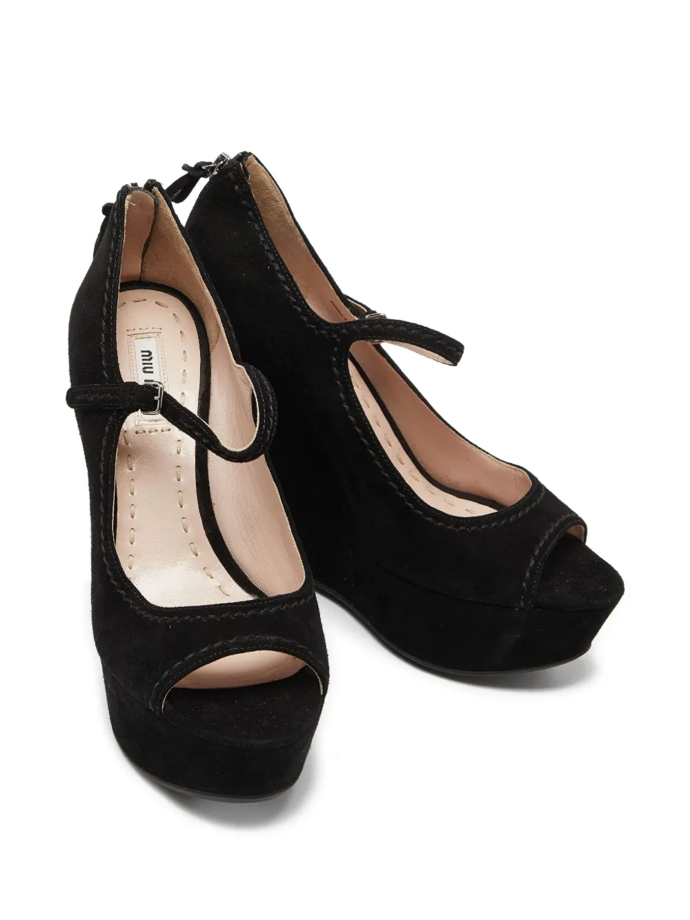 Miu Miu Pre-Owned 130mm suede wedge pumps | Image 2