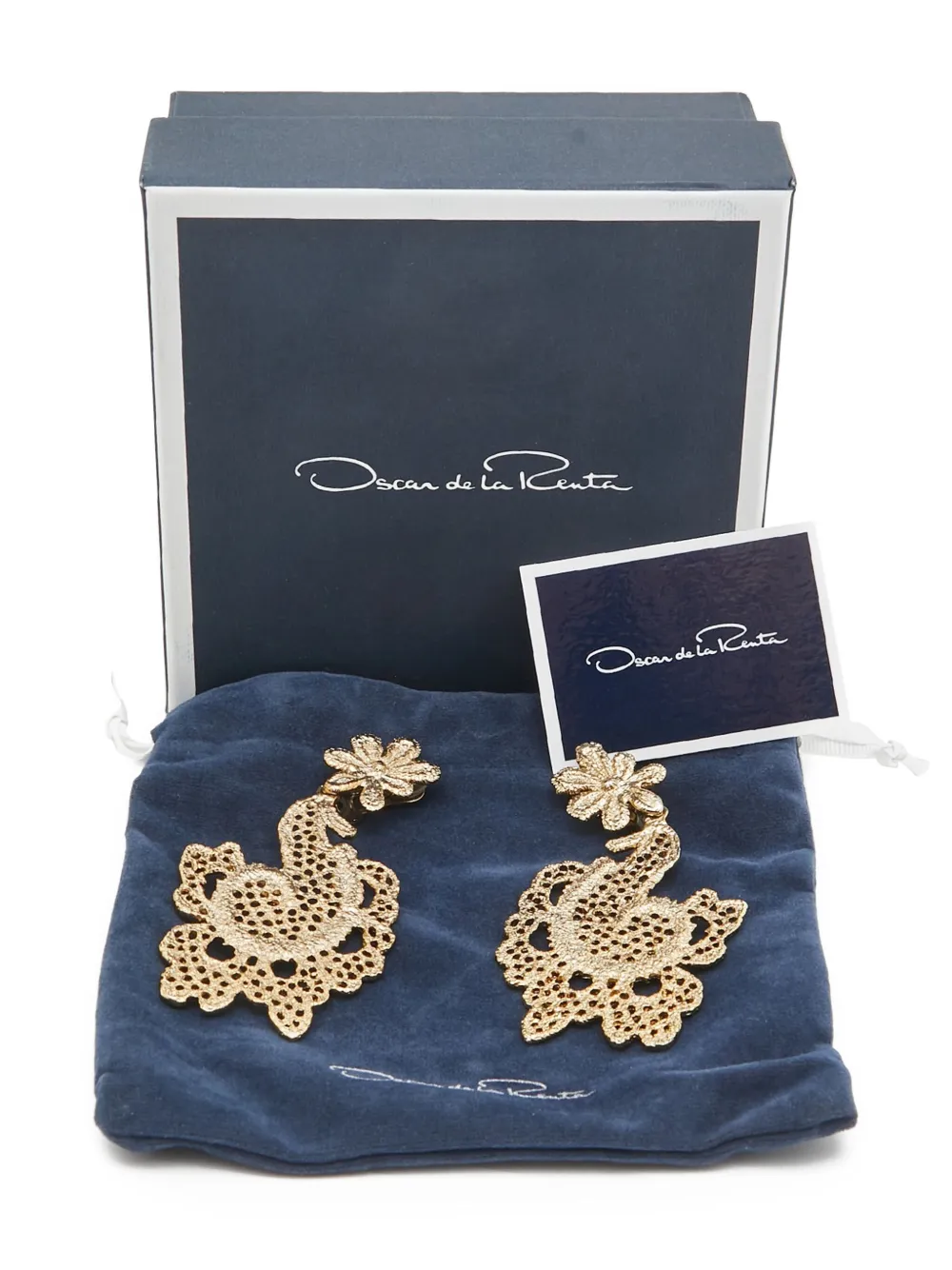 Pre-owned Oscar De La Renta Floral-motif Clip-on Earrings