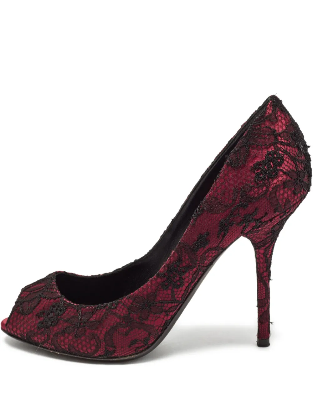 Dolce & Gabbana Pre-Owned 110mm lace-embroidered peep-toe pumps | Red | Image 1