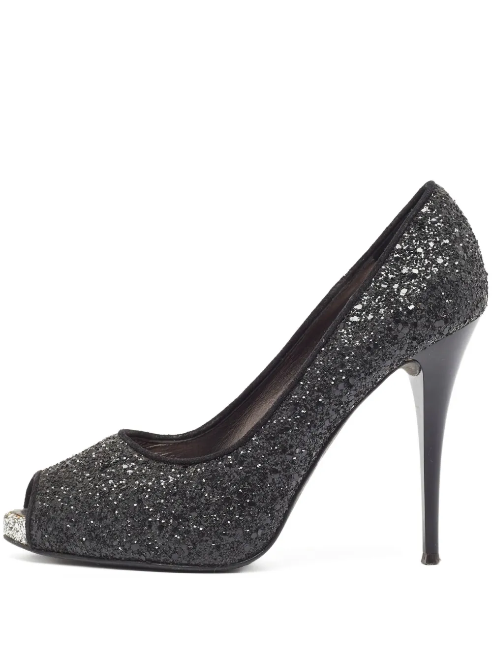 100mm Glitter peep-toe pumps
