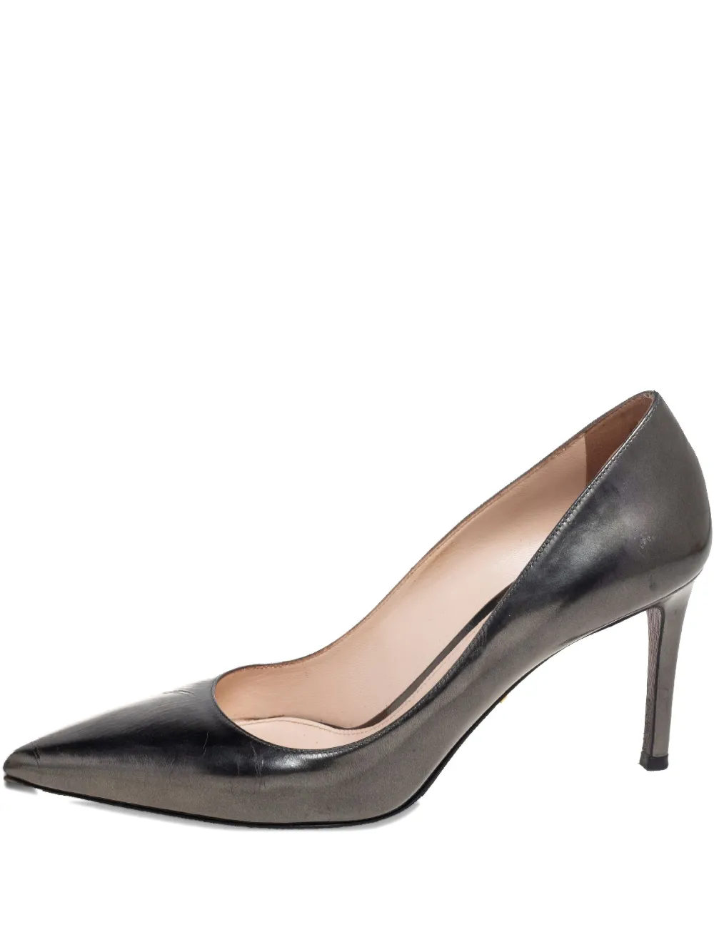 80mm leather heeled pumps
