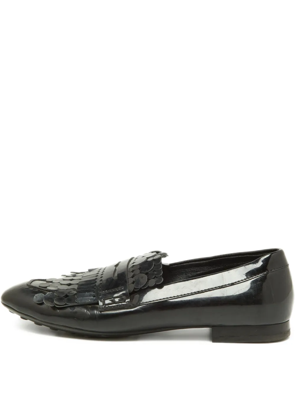 Tod's pre-owned fringed sequined loafers | Black | Image 1