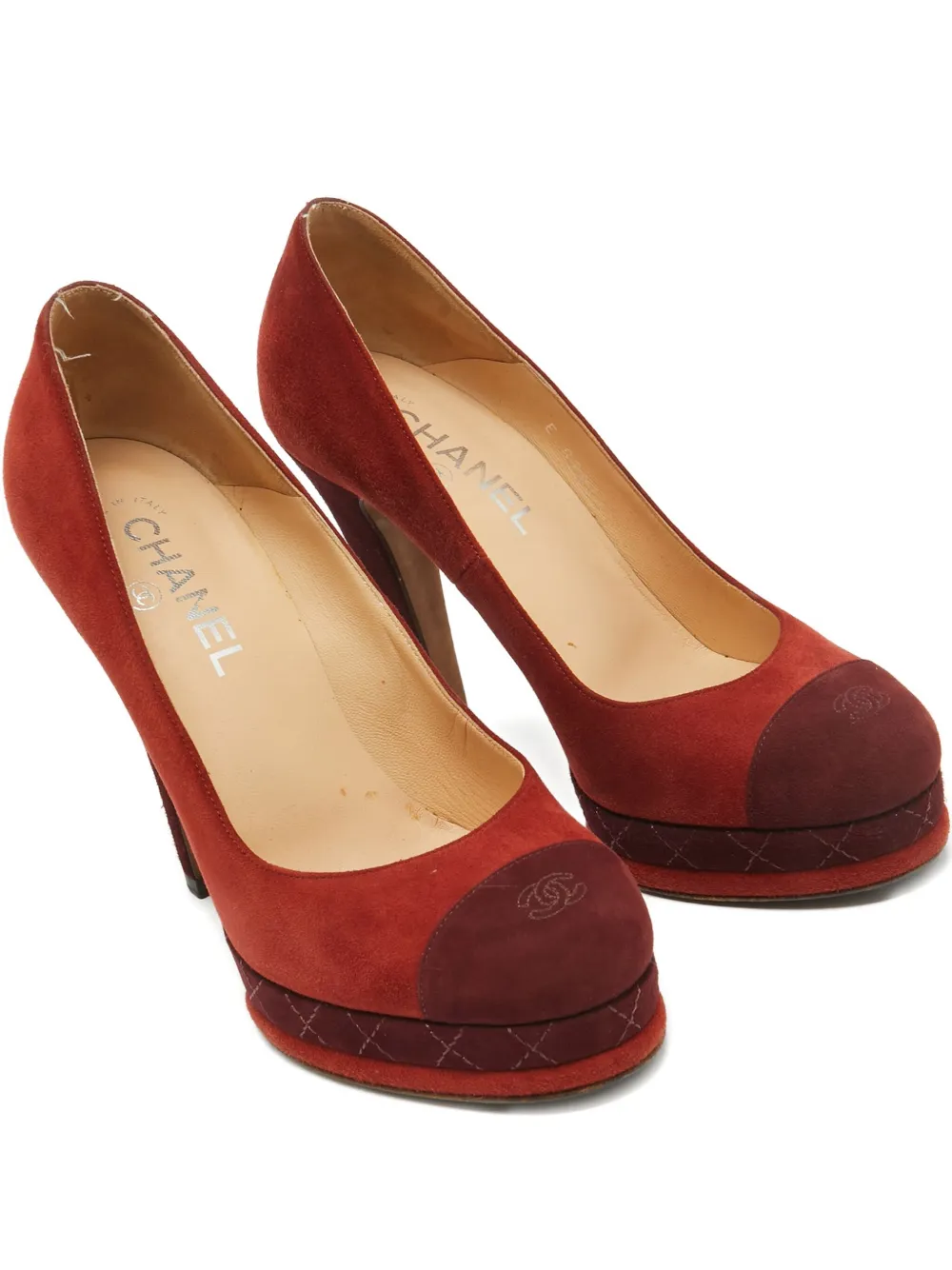 CHANEL Pre-Owned 120mm suede platform pumps | Red | Image 1