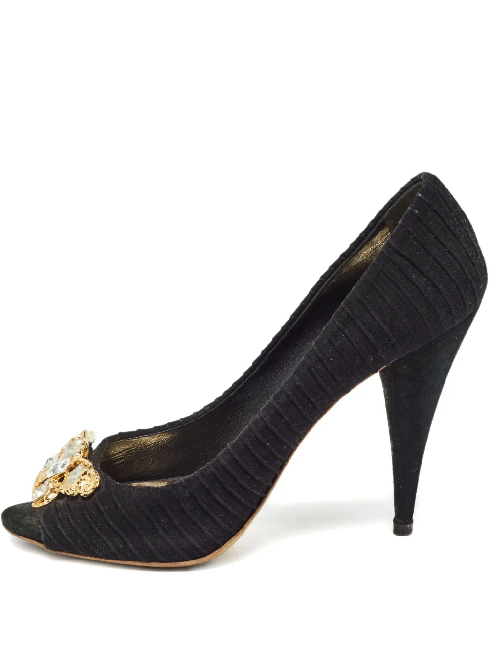 Pre-owned Miu Miu 120mm Peep-toe Crystal-embellished Pumps
