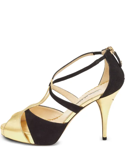 Oscar de la Renta Pre-Owned 110mm T-strap metallic-effect sandals