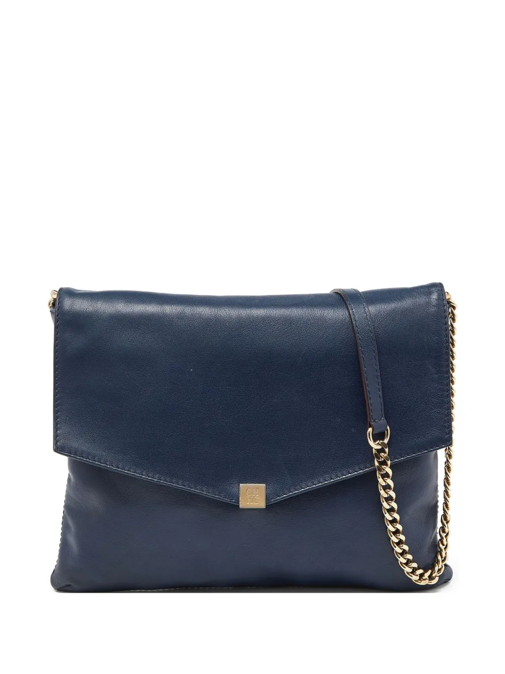 Carolina Herrera Vintage pre-owned foldover leather shoulder bag | Blue | Image 1