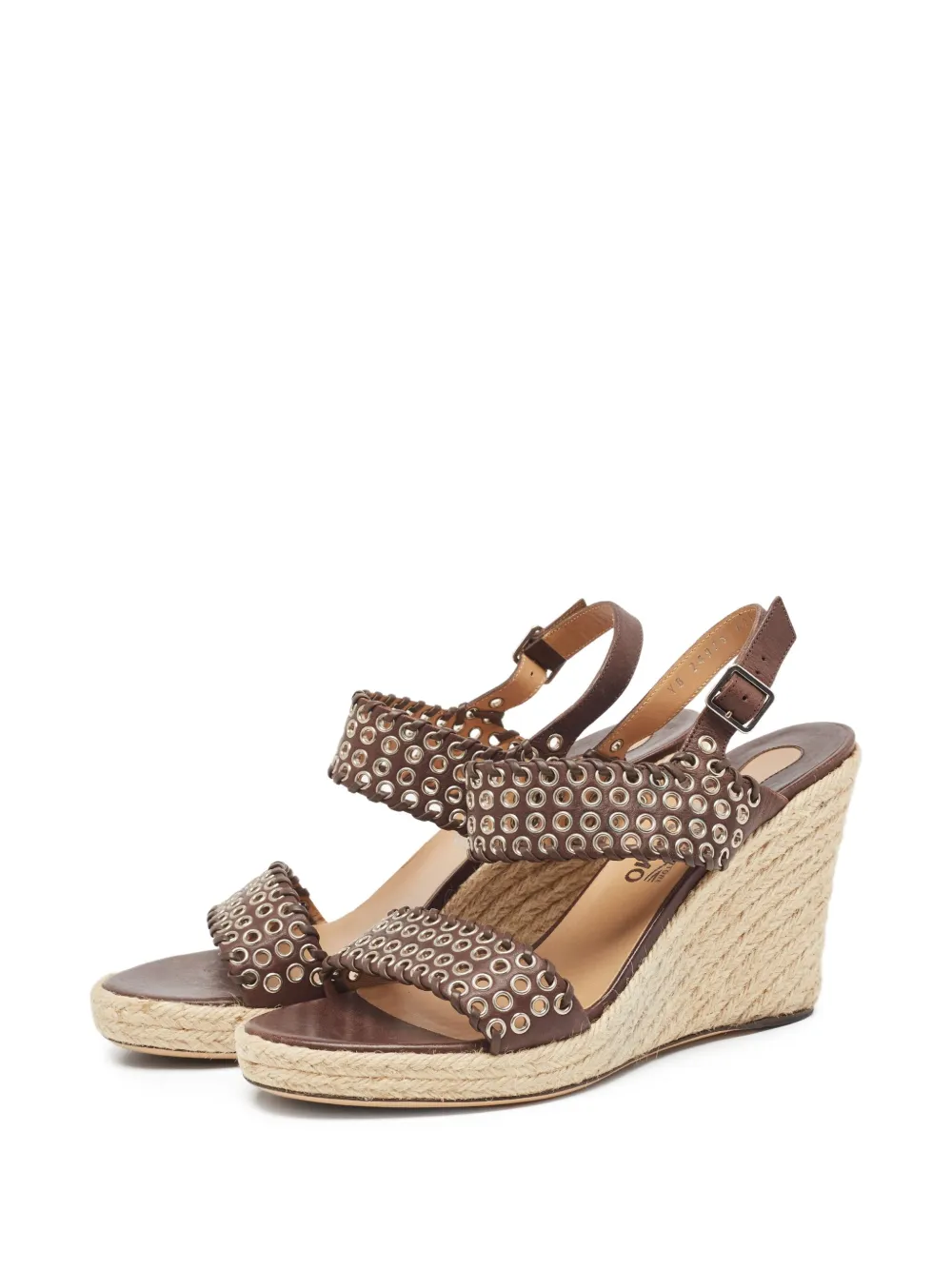 Ferragamo Pre-Owned 110mm eyelet-embellished wedged sandals | Image 2