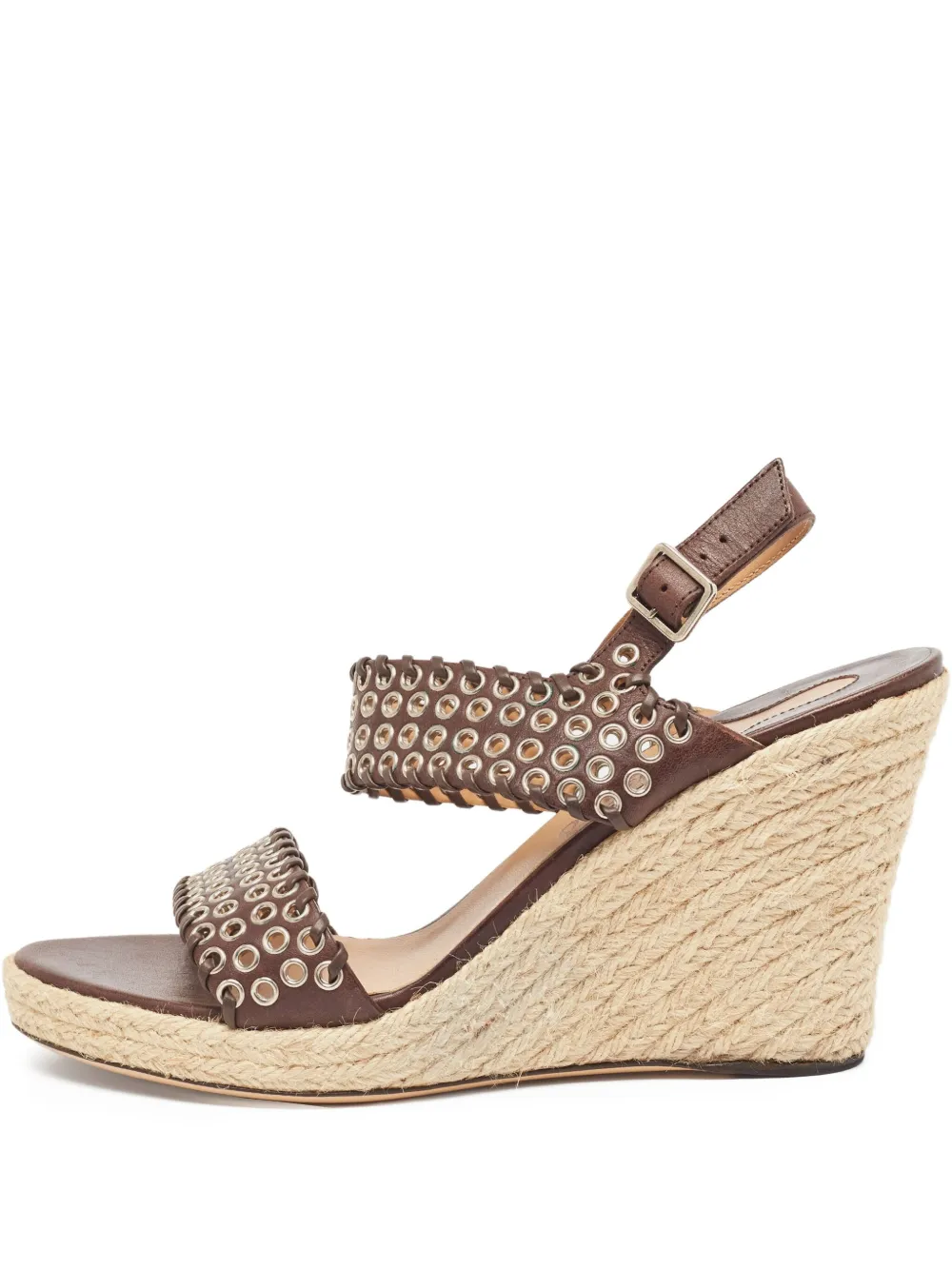 Ferragamo Pre-Owned 110mm eyelet-embellished wedged sandals | Brown | Image 1