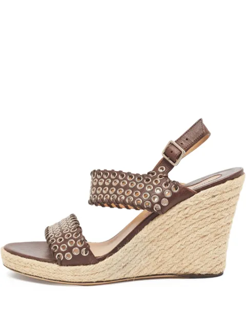 Ferragamo Pre-Owned 110mm eyelet-embellished wedged sandals