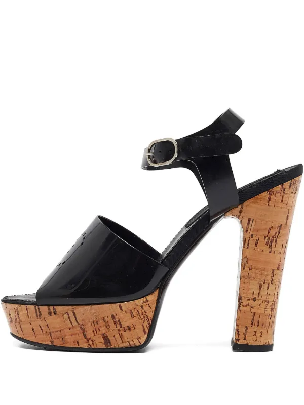 CHANEL Pre-Owned ロゴ サンダル 125mm | ブラック | FARFETCH JP