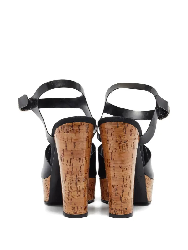 CHANEL Pre-Owned ロゴ サンダル 125mm | ブラック | FARFETCH JP