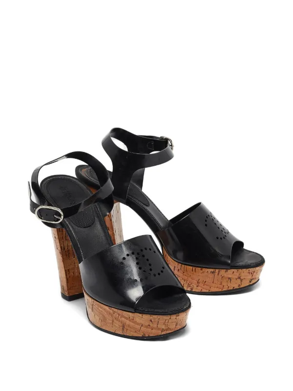 CHANEL Pre-Owned ロゴ サンダル 125mm | ブラック | FARFETCH JP