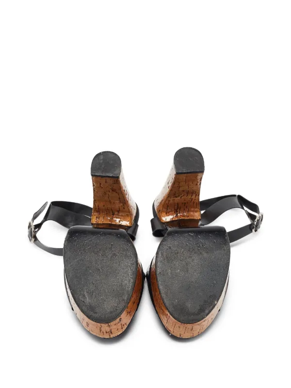 CHANEL Pre-Owned ロゴ サンダル 125mm | ブラック | FARFETCH JP