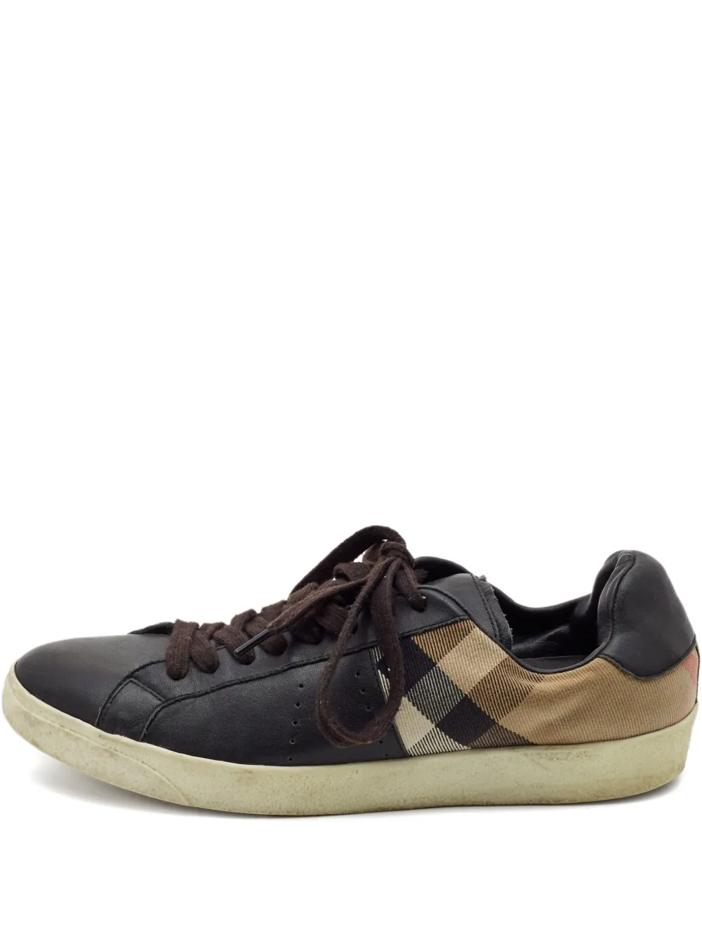 leather checked sneakers