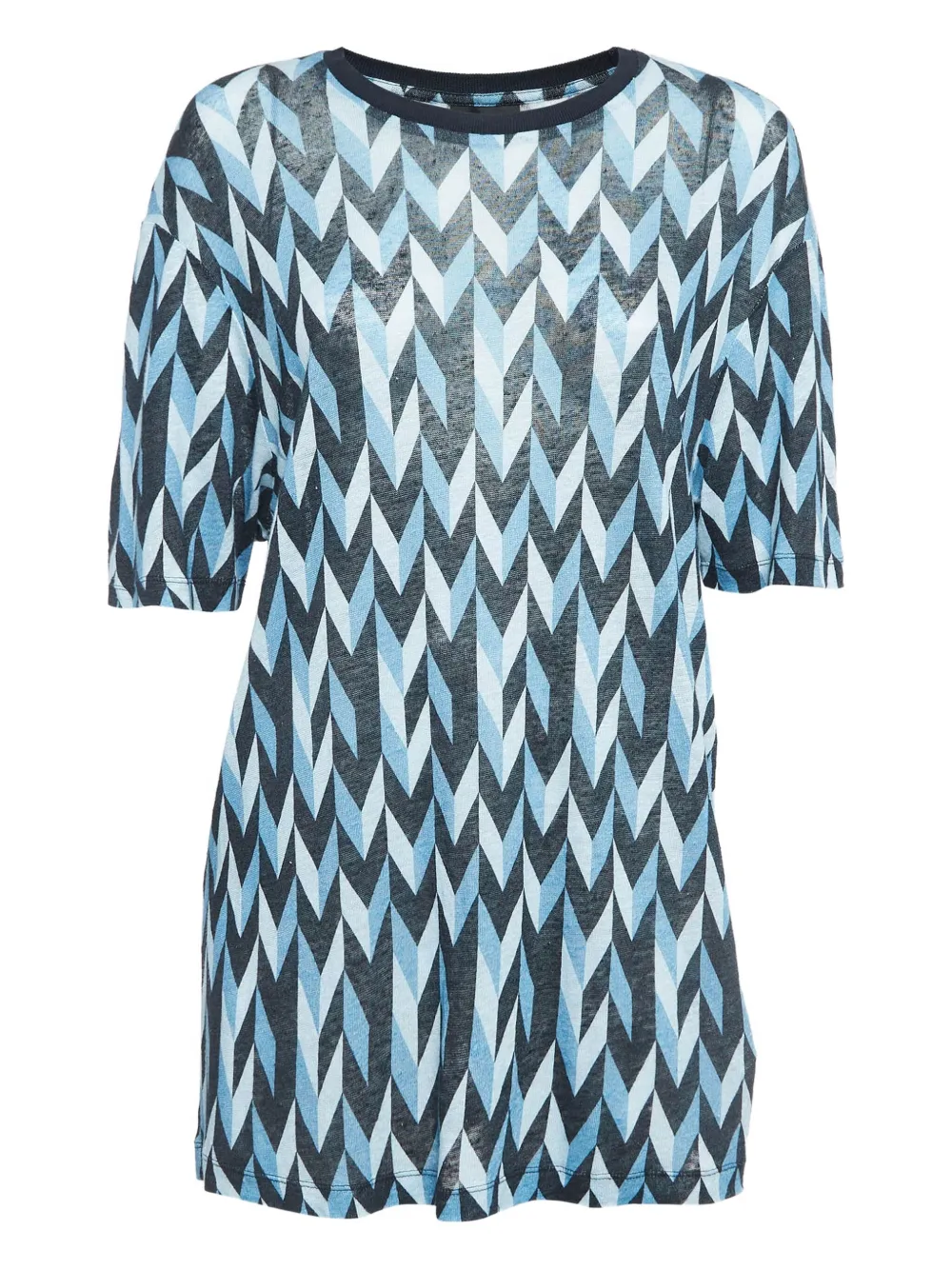 Emporio Armani Pre-Owned zigzag-print linen top | Blue | Image 1