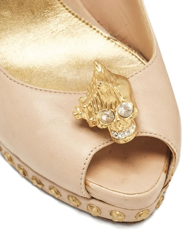 Alexander McQueen Pre-Owned Studded peep-toe Pumps Neutrals FARFETCH IN