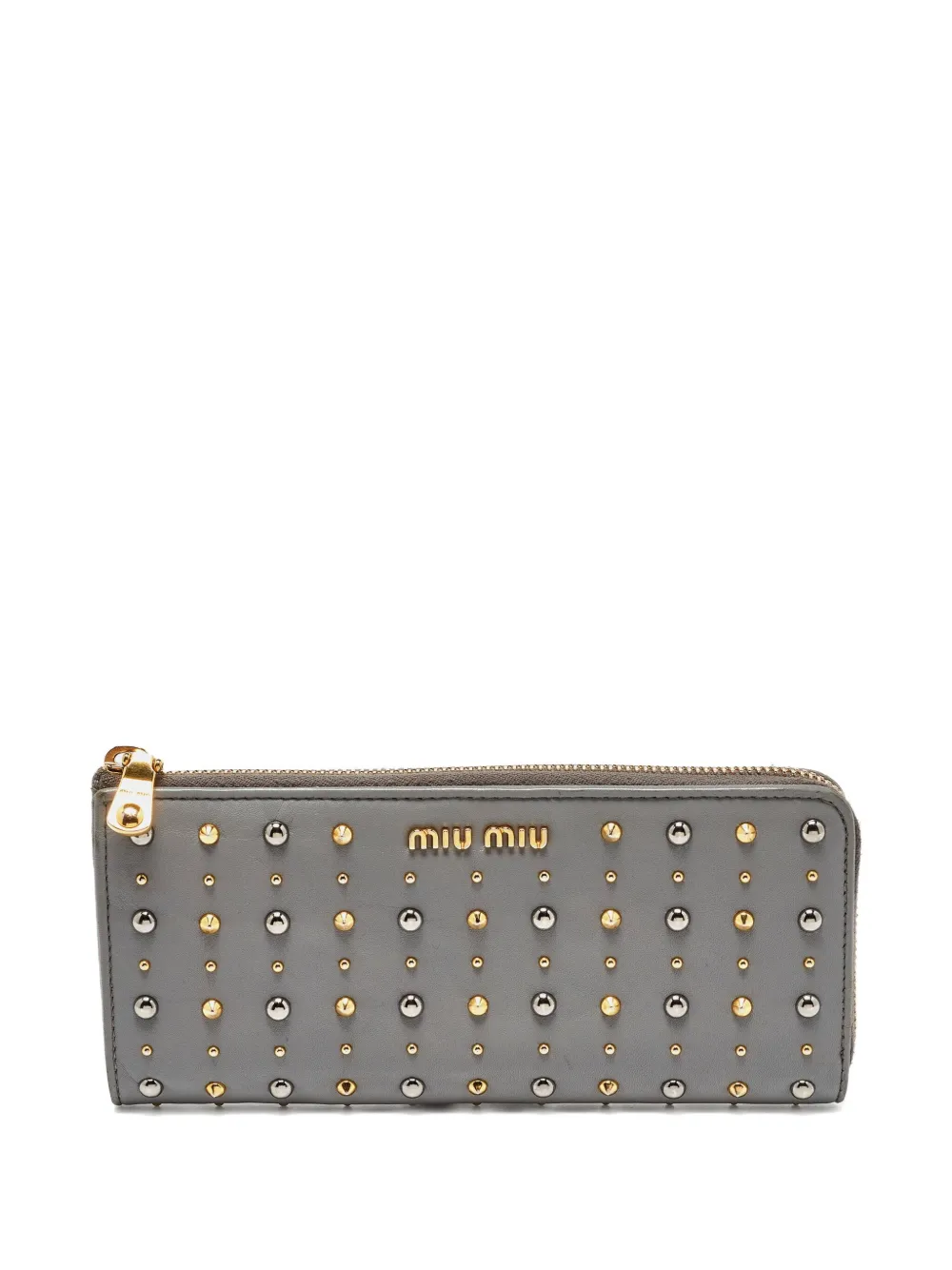 Miu Miu Pre-Owned stud-embellished wallet | Grey | Image 1