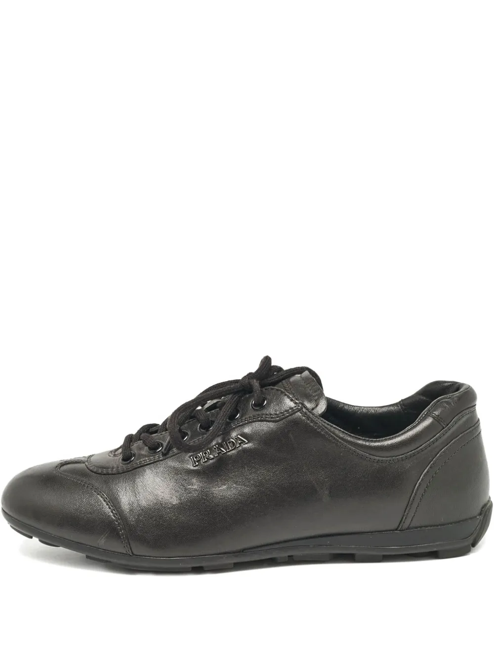 Prada Pre-Owned レースアップ レザースニーカー - ブラック Prada Pre-Owned レースアップ レザースニーカー - ブラック
