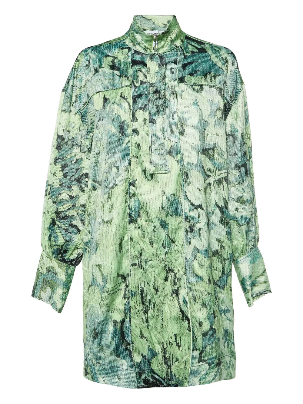 GANNI floral-print midi dress - Verde